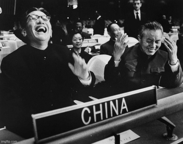China laughing | image tagged in china laughing | made w/ Imgflip meme maker