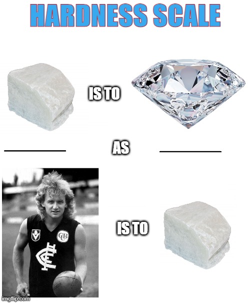 Softest AFL player ever |  HARDNESS SCALE; IS TO; AS; IS TO | image tagged in craig bradley,carlton,afl,soft,gayfl,player | made w/ Imgflip meme maker