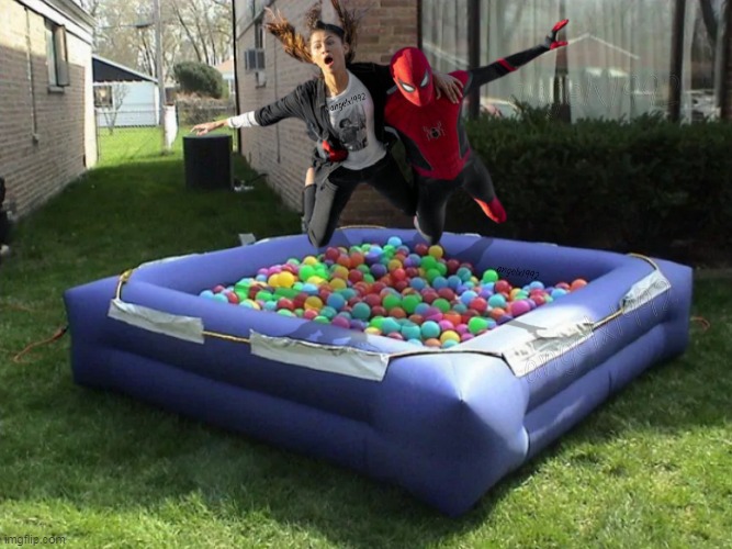 image tagged in spiderman,no way home,ball pit,spiderman peter parker,marvel,games | made w/ Imgflip meme maker