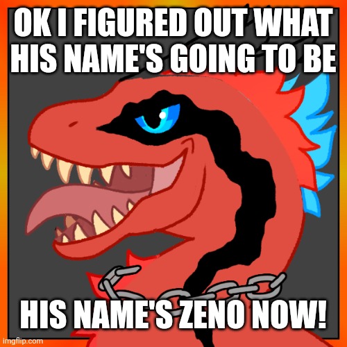 Zeno the raptor! | OK I FIGURED OUT WHAT HIS NAME'S GOING TO BE; HIS NAME'S ZENO NOW! | image tagged in furry,oc,raptor,picrew | made w/ Imgflip meme maker