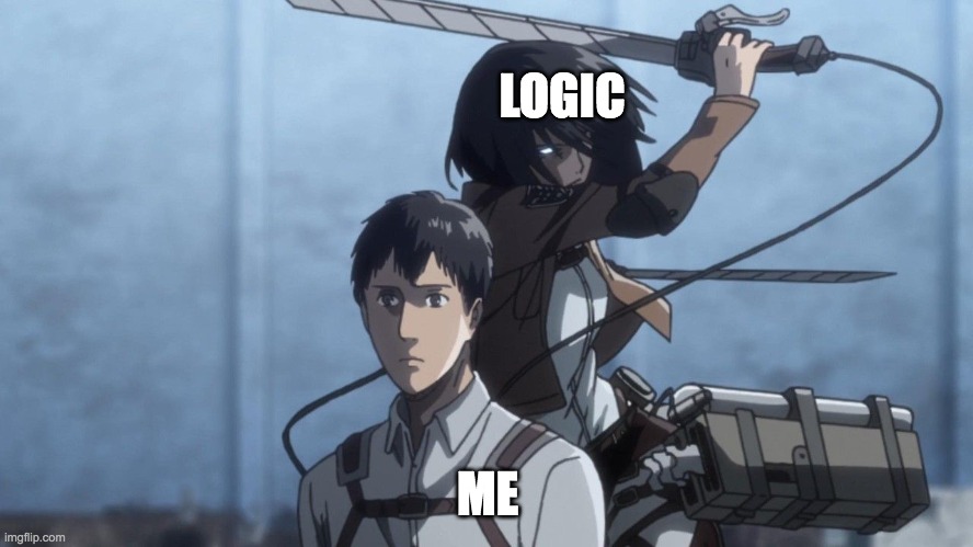 Mikasa slash Marco | LOGIC ME | image tagged in mikasa slash marco | made w/ Imgflip meme maker