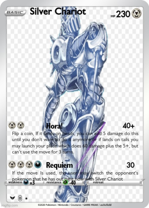 another one | image tagged in jojo's bizarre adventure,blank pokemon card,oh wow are you actually reading these tags,stop reading the tags,custom | made w/ Imgflip meme maker
