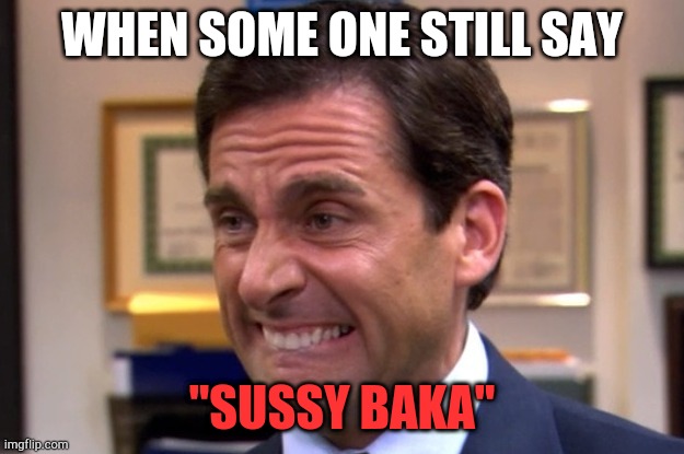 Yeah cringe | WHEN SOME ONE STILL SAY; "SUSSY BAKA" | image tagged in cringe | made w/ Imgflip meme maker
