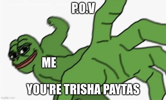 pepe punch | P.O.V; ME; YOU'RE TRISHA PAYTAS | image tagged in pepe punch | made w/ Imgflip meme maker