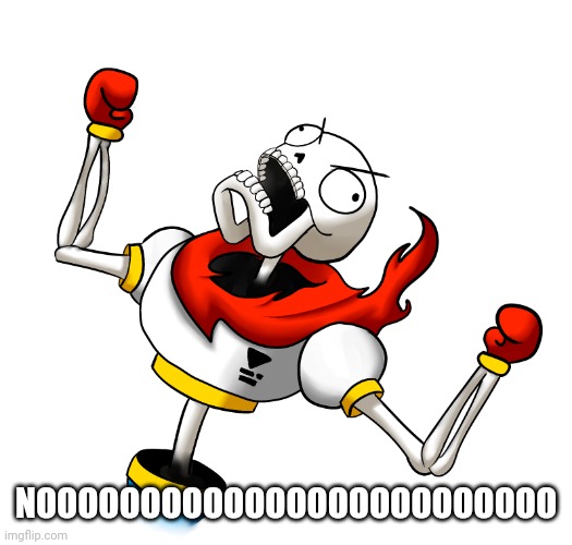 Super Angry Papyrus | NOOOOOOOOOOOOOOOOOOOOOOOOO | image tagged in super angry papyrus | made w/ Imgflip meme maker