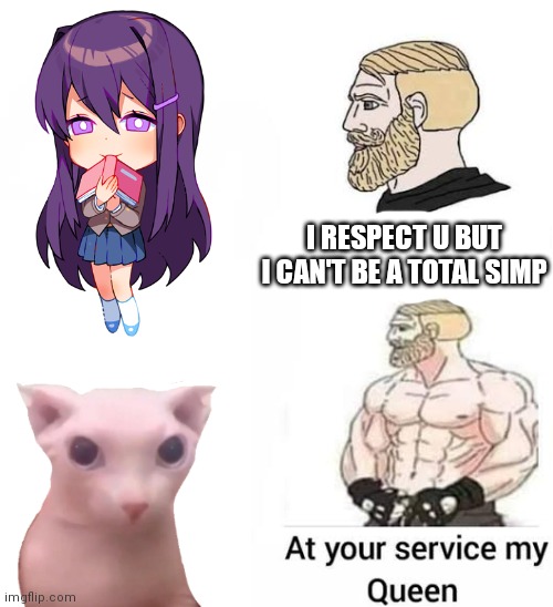 Cat | I RESPECT U BUT I CAN'T BE A TOTAL SIMP | image tagged in yuri,cat,cute cat,simp,chad,memes | made w/ Imgflip meme maker