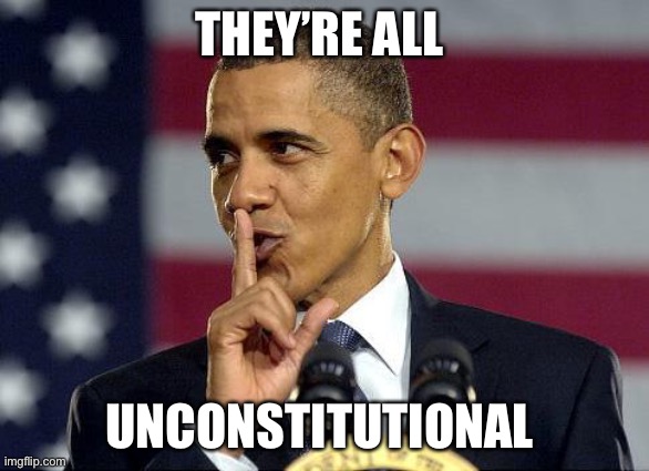 Obama Shhhhh | THEY’RE ALL UNCONSTITUTIONAL | image tagged in obama shhhhh | made w/ Imgflip meme maker