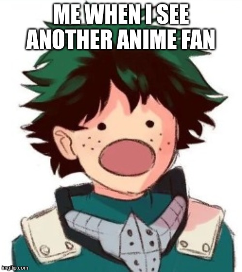 i met a ton of anime fans | ME WHEN I SEE ANOTHER ANIME FAN | image tagged in oh my god deku | made w/ Imgflip meme maker