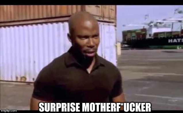Surprise motherf*ucker | SURPRISE MOTHERF*UCKER | image tagged in surprise motherf ucker | made w/ Imgflip meme maker