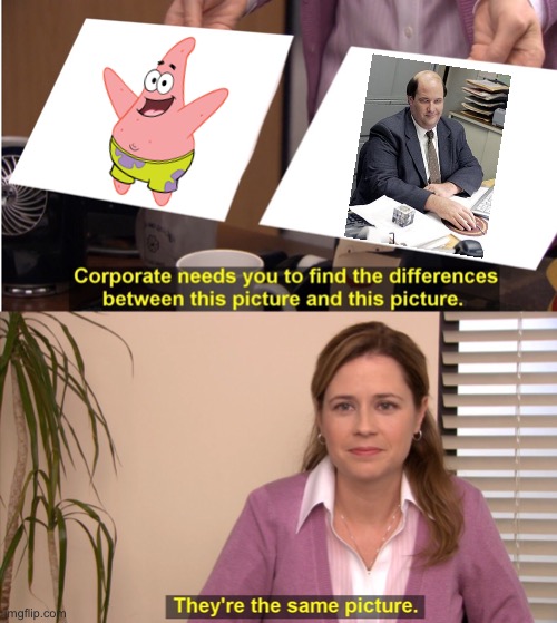 Kevin Malone is basically the human version of Patrick Star | image tagged in memes,they're the same picture | made w/ Imgflip meme maker