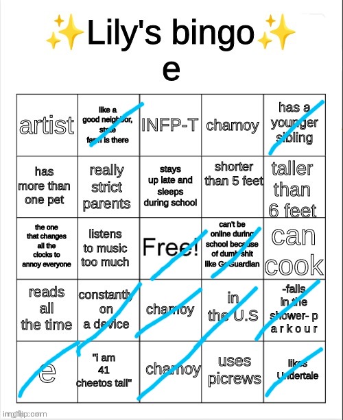 image tagged in lily's bingo | made w/ Imgflip meme maker