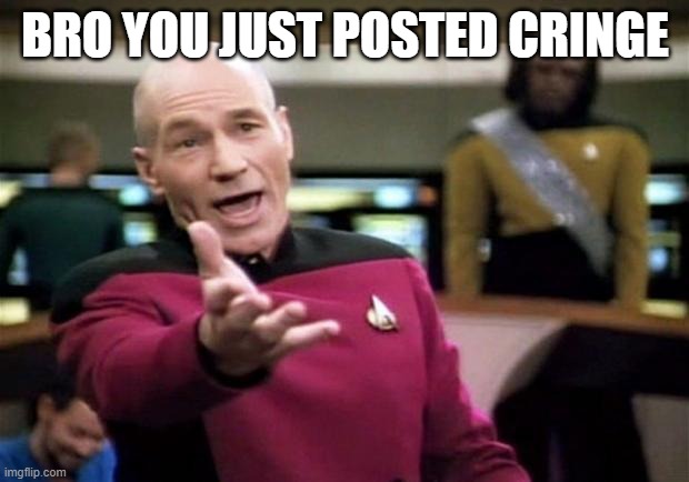 BRO YOU JUST POSTED CRINGE | image tagged in startrek | made w/ Imgflip meme maker