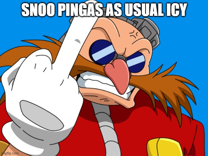 Snoo Pingas as Usual Icy | SNOO PINGAS AS USUAL ICY | image tagged in sonic the hedgehog,pingas,eggman,angry,funny memes | made w/ Imgflip meme maker
