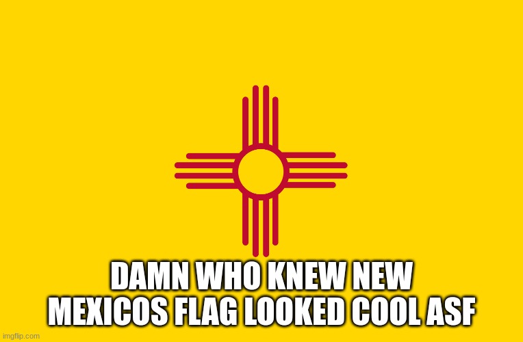 i like it | DAMN WHO KNEW NEW MEXICOS FLAG LOOKED COOL ASF | made w/ Imgflip meme maker