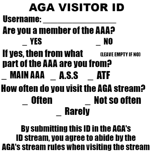 High Quality AGA visitor ID Blank Meme Template