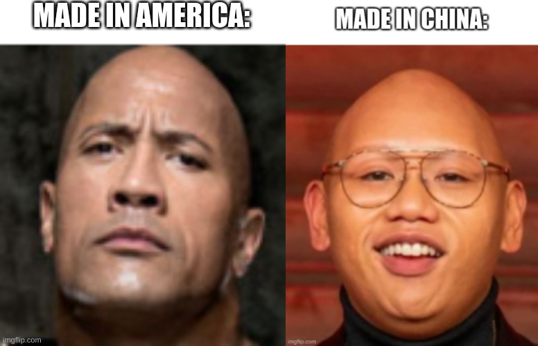 oof | MADE IN AMERICA: | image tagged in the rock,funny | made w/ Imgflip meme maker