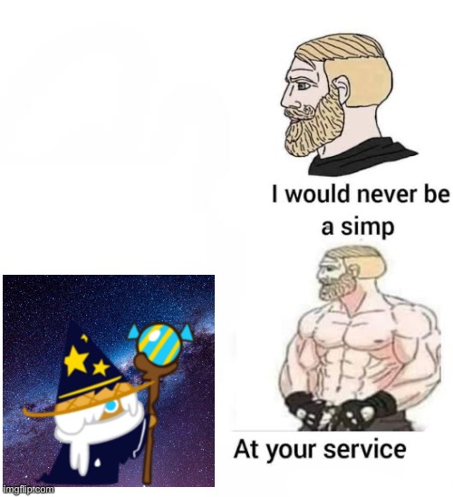 E | image tagged in i would never be simp | made w/ Imgflip meme maker