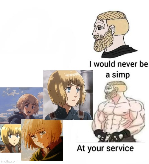 I would never be simp | image tagged in i would never be simp,armin arlert,attack on titan | made w/ Imgflip meme maker