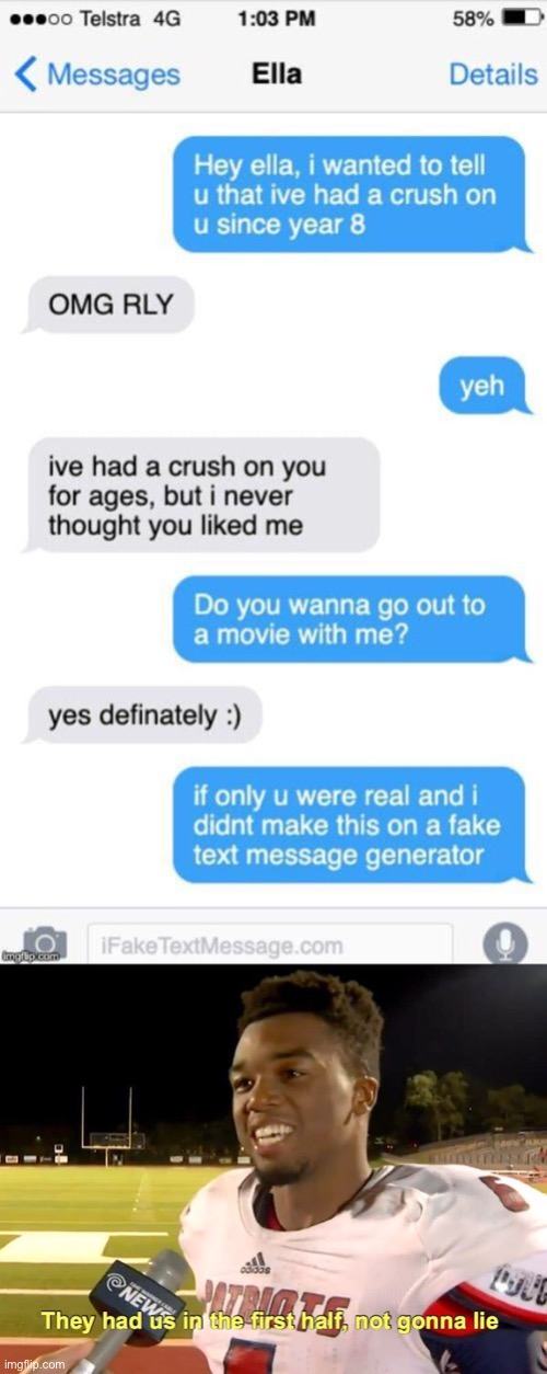 That’s kinda depressing tho | image tagged in texting,text messages,crush,they had us in the first half not gonna lie,funny,memes | made w/ Imgflip meme maker