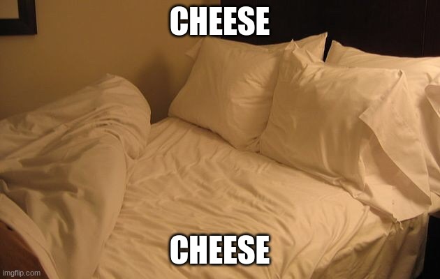 Bed | CHEESE; CHEESE | image tagged in bed | made w/ Imgflip meme maker