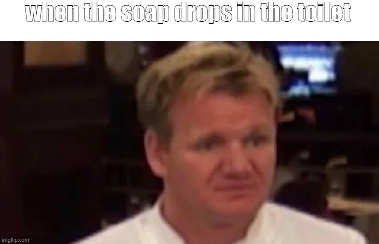 now whos gonna pick it up |  when the soap drops in the toilet | image tagged in disgusted gordon ramsay,memes | made w/ Imgflip meme maker