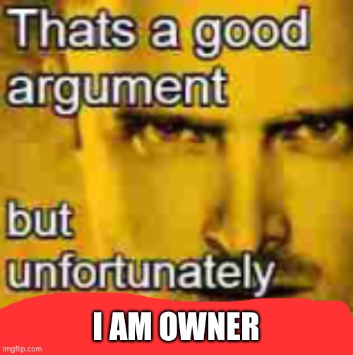 Thats A Good Argument | I AM OWNER | image tagged in thats a good argument | made w/ Imgflip meme maker