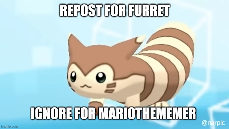 Furret | REPOST FOR FURRET; IGNORE FOR MARIOTHEMEMER | image tagged in furret | made w/ Imgflip meme maker