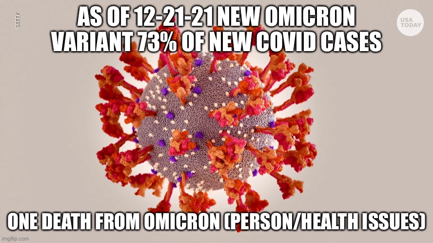 F*€K Joe Biden & His Covid Trolls! ENJOY YOUR HOLIDAYS! | AS OF 12-21-21 NEW OMICRON VARIANT 73% OF NEW COVID CASES; ONE DEATH FROM OMICRON (PERSON/HEALTH ISSUES) | made w/ Imgflip meme maker