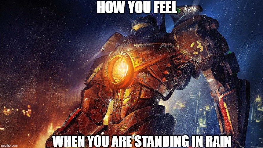 well, certainly i feel this way | HOW YOU FEEL; WHEN YOU ARE STANDING IN RAIN | image tagged in gipsy danger,memes,cool,badass feeling,funny meme | made w/ Imgflip meme maker