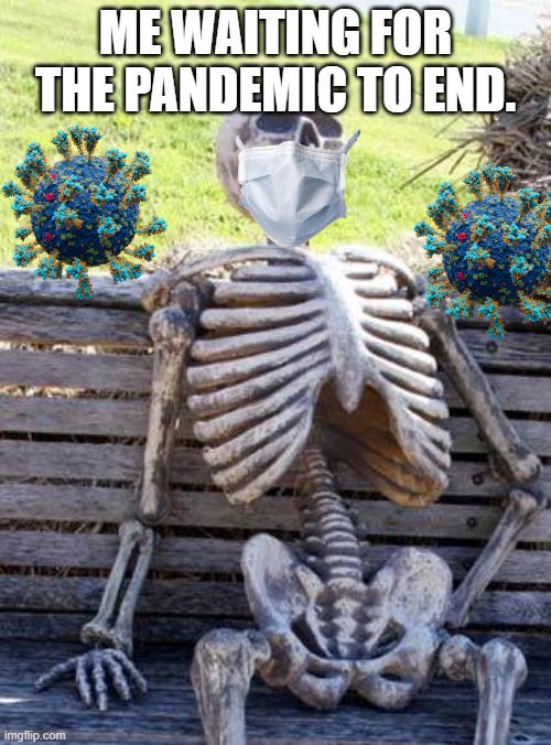 The virus will always be there. But the pandemic will end eventually. | ME WAITING FOR THE PANDEMIC TO END. | image tagged in memes,waiting skeleton,covid-19,face mask,impatience | made w/ Imgflip meme maker