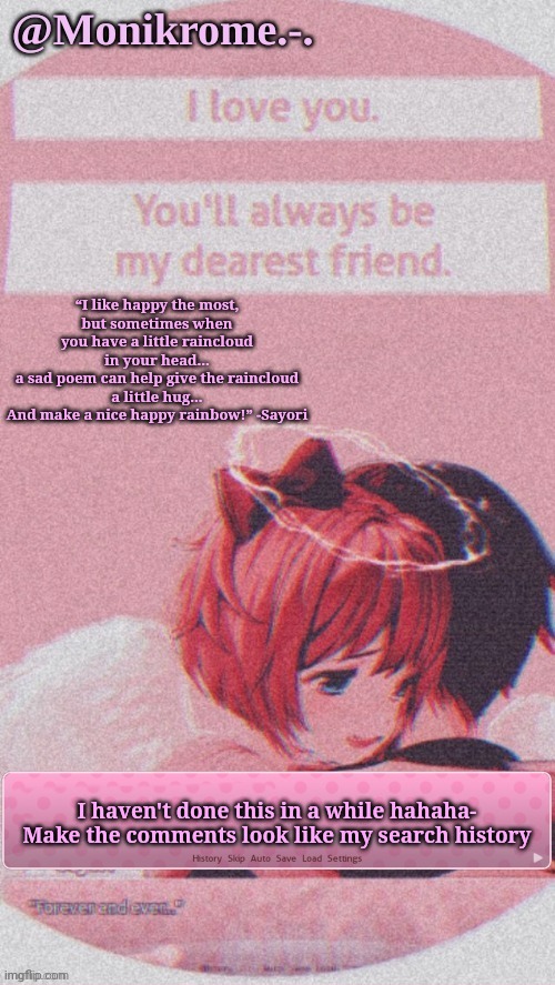 *flashbacks to when I'd do this everyday* | I haven't done this in a while hahaha-
Make the comments look like my search history | image tagged in thanks tsuyu/laks | made w/ Imgflip meme maker