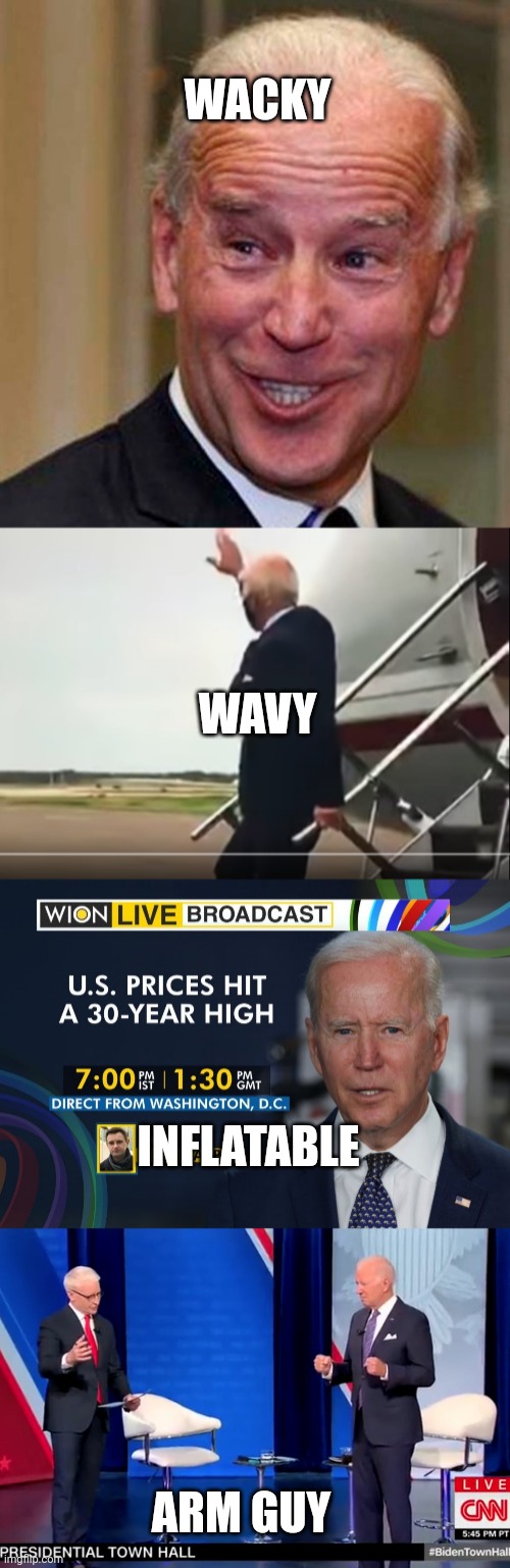 We have a cheap advertisement method for our President. | WACKY; WAVY; INFLATABLE; ARM GUY | image tagged in weird joe biden,joe biden waves to empty field | made w/ Imgflip meme maker