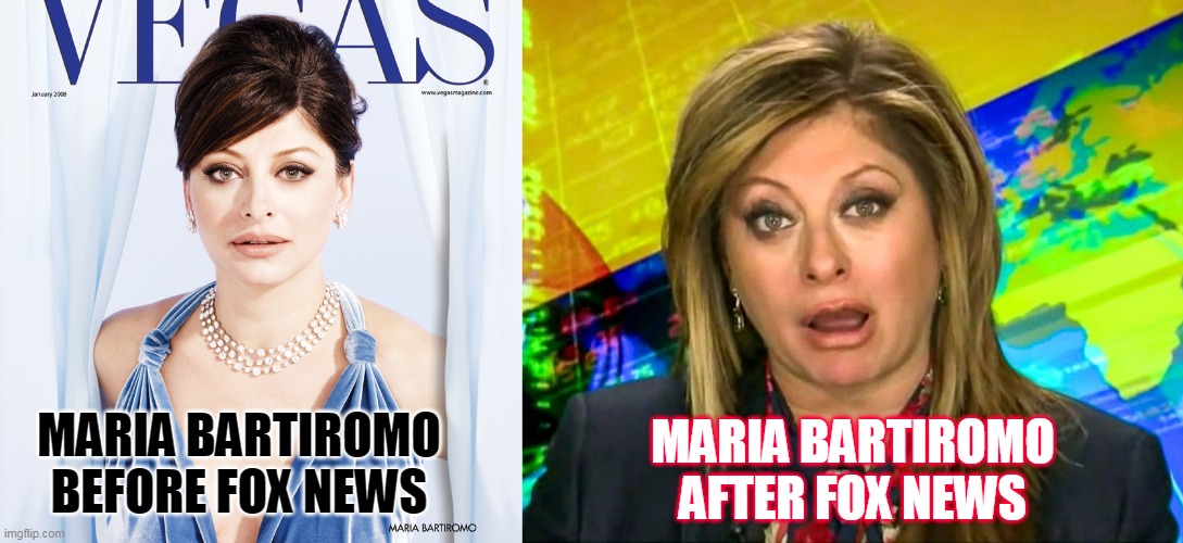 Maria Before & After FOX | MARIA BARTIROMO AFTER FOX NEWS; MARIA BARTIROMO BEFORE FOX NEWS | image tagged in maria bartiromo,crazy maria 2 | made w/ Imgflip meme maker