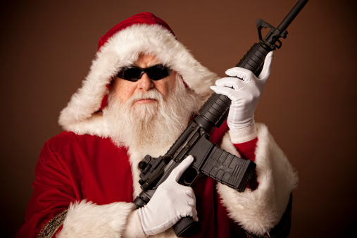 Santa with a gun Blank Meme Template