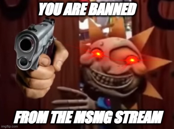 I have created an abomination | YOU ARE BANNED; FROM THE MSMG STREAM | image tagged in you are banned from the daycare | made w/ Imgflip meme maker