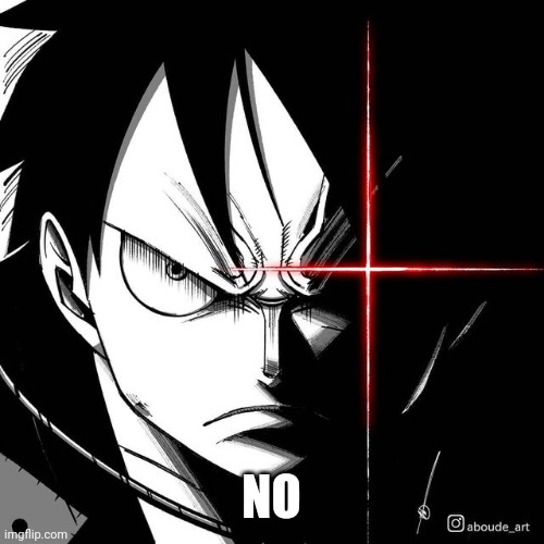 Luffy glare | NO | image tagged in luffy glare | made w/ Imgflip meme maker