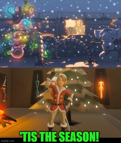 PERFECT USE FOR GUARDIANS | 'TIS THE SEASON! | image tagged in the legend of zelda breath of the wild,the legend of zelda,link,christmas | made w/ Imgflip meme maker