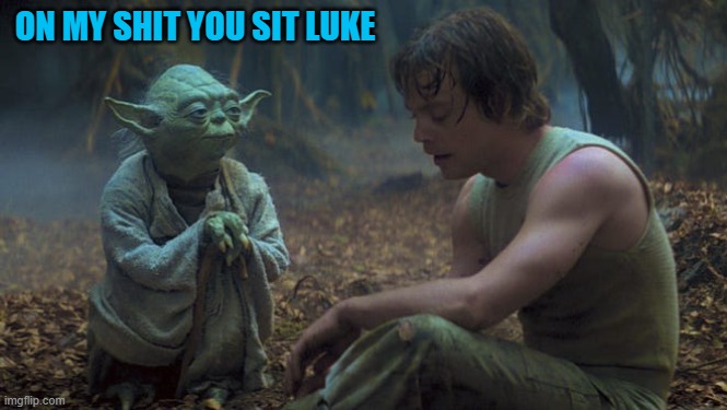 watch where you sit | ON MY SHIT YOU SIT LUKE | image tagged in yoda,shit | made w/ Imgflip meme maker