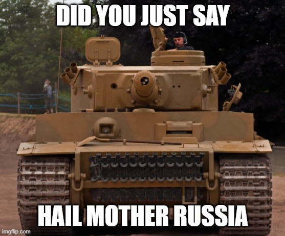 Panzerkampwagen VI Tiger Ausf. E | DID YOU JUST SAY; HAIL MOTHER RUSSIA | image tagged in panzerkampwagen vi tiger ausf e | made w/ Imgflip meme maker