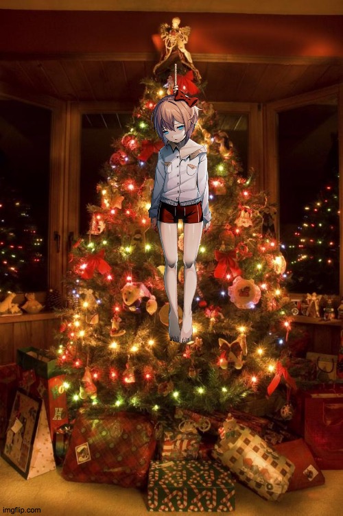 memes every day till christmas | image tagged in christmas tree,ddlc,sayori | made w/ Imgflip meme maker