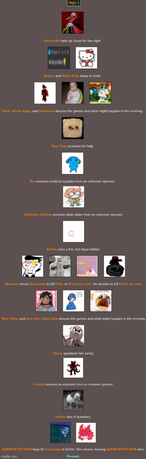 Hunger Games: Night 1 | image tagged in hunger games | made w/ Imgflip meme maker