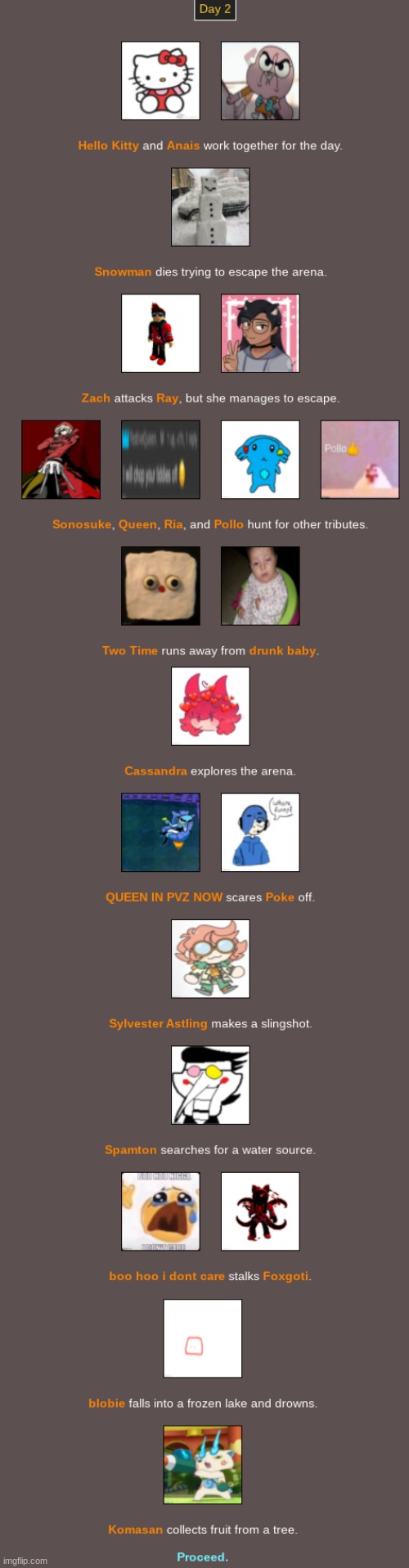 Hunger Games: Day 2 (boo hoo, wtf are you doing...) | made w/ Imgflip meme maker