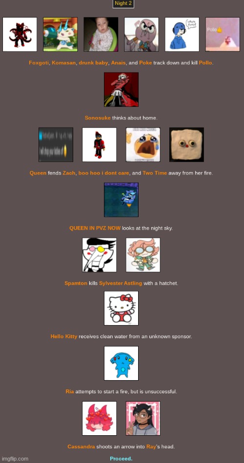 Hunger Games: Night 2 | image tagged in hunger games | made w/ Imgflip meme maker