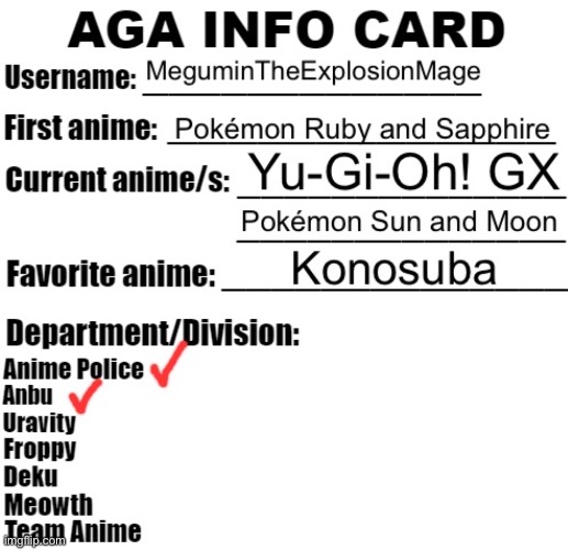 Info Card for identification | image tagged in aga info card | made w/ Imgflip meme maker