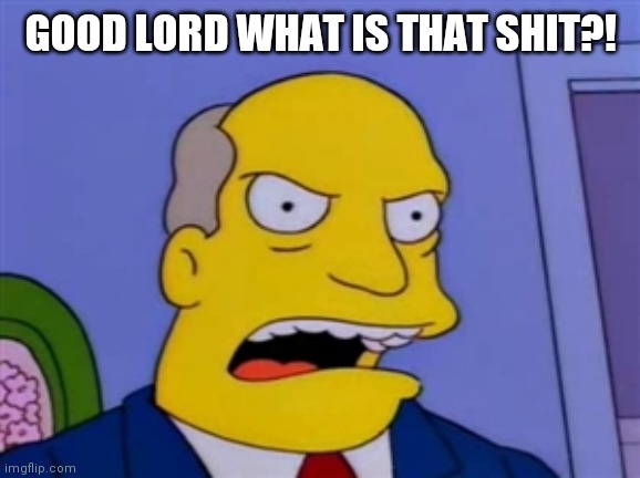 Superintendent Chalmers | GOOD LORD WHAT IS THAT SHIT?! | image tagged in superintendent chalmers | made w/ Imgflip meme maker