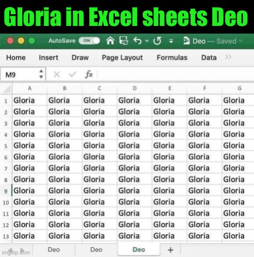 Gloria in Excel sheets Deo | image tagged in christmas carol | made w/ Imgflip meme maker
