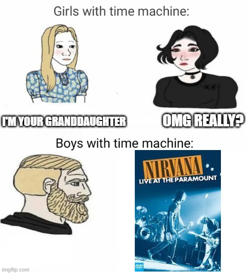 We need to create a time machine! |  OMG REALLY? I'M YOUR GRANDDAUGHTER | image tagged in time machine | made w/ Imgflip meme maker