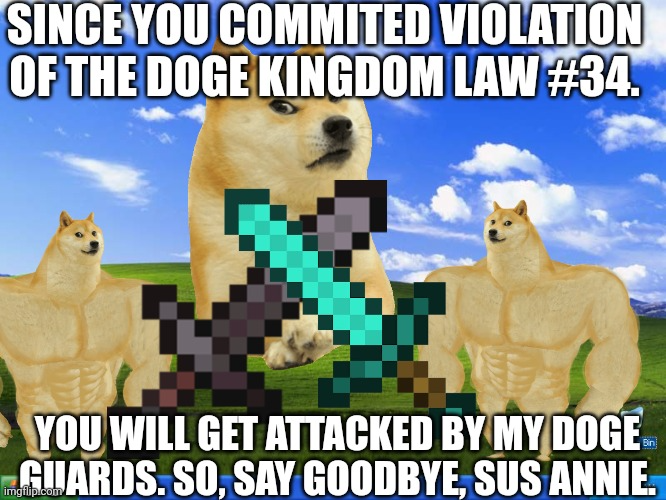 High Quality Doge Kingdom Violation for sus annie. Blank Meme Template