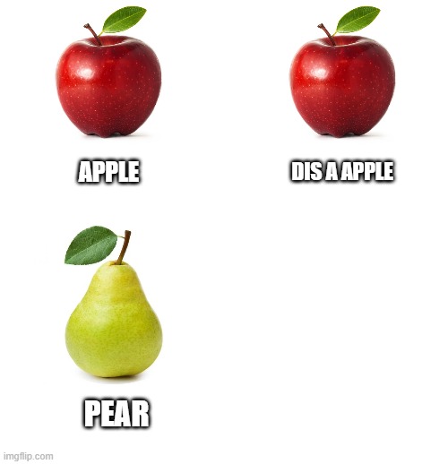 Image title | DIS A PEAR | image tagged in memes,funny,gifs,apple,stop reading the tags,unnecessary tags | made w/ Imgflip meme maker