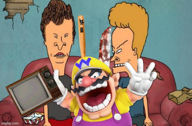 wario dies from beavis and butt-head after the tv from them.mp3 | image tagged in wario,wario dies,mtv's beavis and butt-head,memes | made w/ Imgflip meme maker